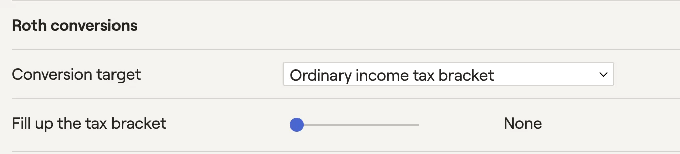 Tax bracket slider
